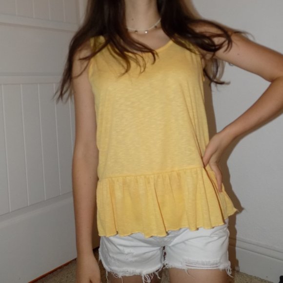 Sunny Yellow Peplum Top - Picture 1 of 5
